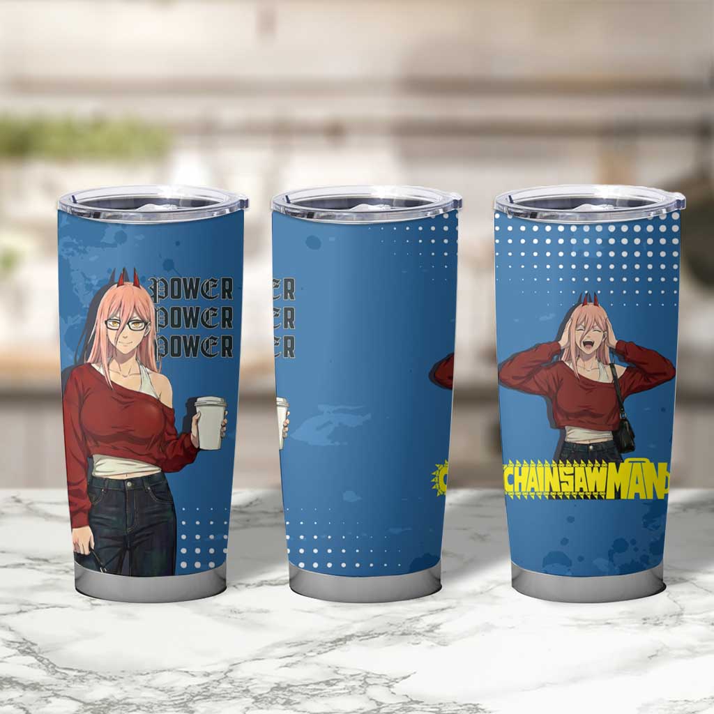Power Chainsaw Man in Street Chic Tumbler Cup Bold Blue Anime Aesthetic with Power