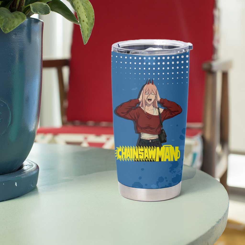 Power Chainsaw Man in Street Chic Tumbler Cup Bold Blue Anime Aesthetic with Power
