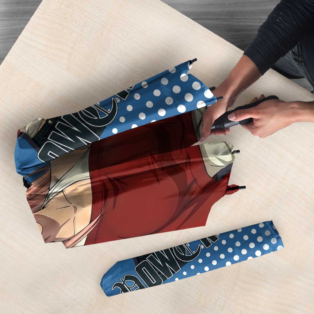 Power Chainsaw Man in Street Chic Umbrella Bold Blue Anime Aesthetic with Power