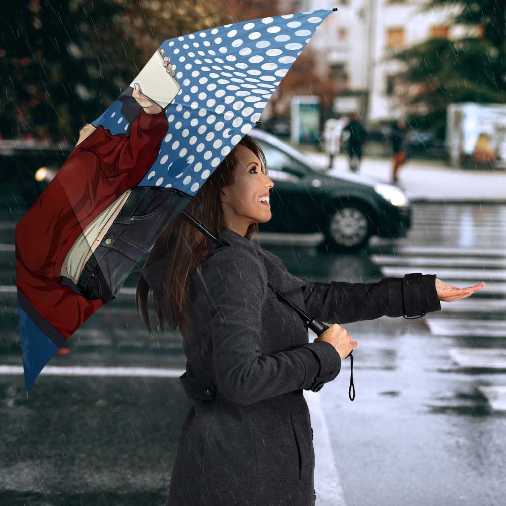 Power Chainsaw Man in Street Chic Umbrella Bold Blue Anime Aesthetic with Power