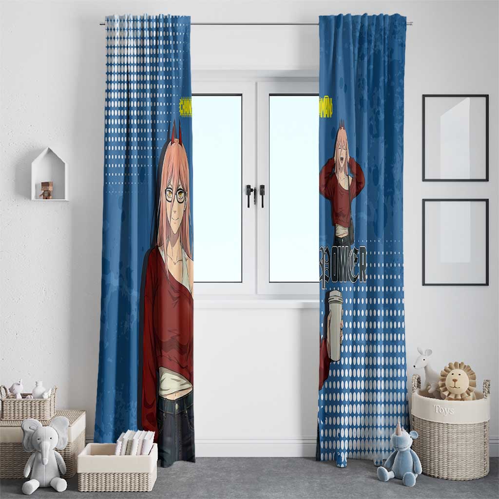 Power Chainsaw Man in Street Chic Window Curtain Bold Blue Anime Aesthetic with Power