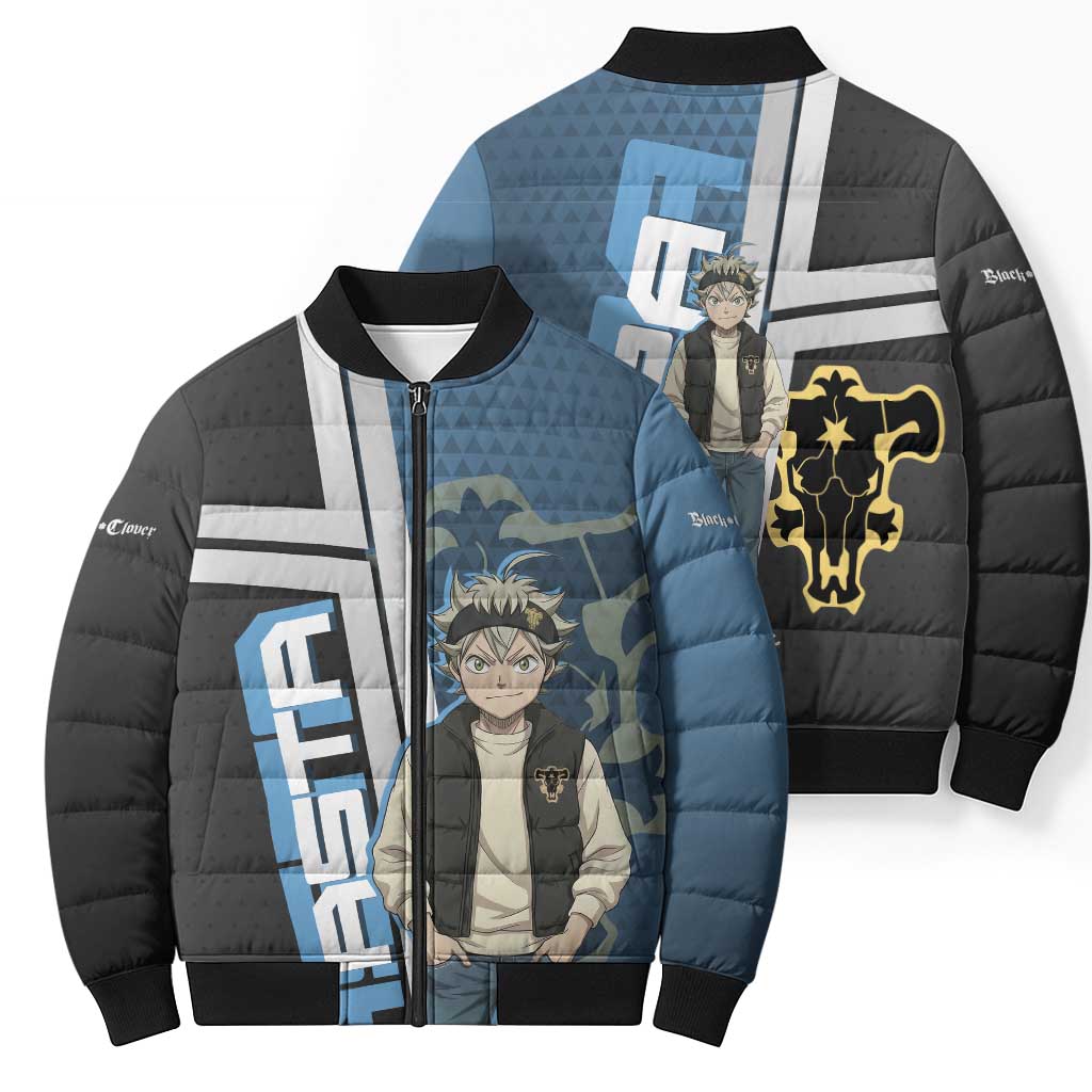 Asta from Black Clover in Modern Streetwear Bomber Puffer Jacket Black Clover Anime Aesthetic - Asta Style