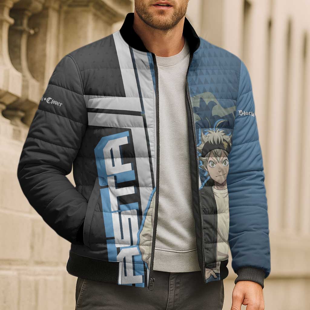 Asta from Black Clover in Modern Streetwear Bomber Puffer Jacket Black Clover Anime Aesthetic - Asta Style