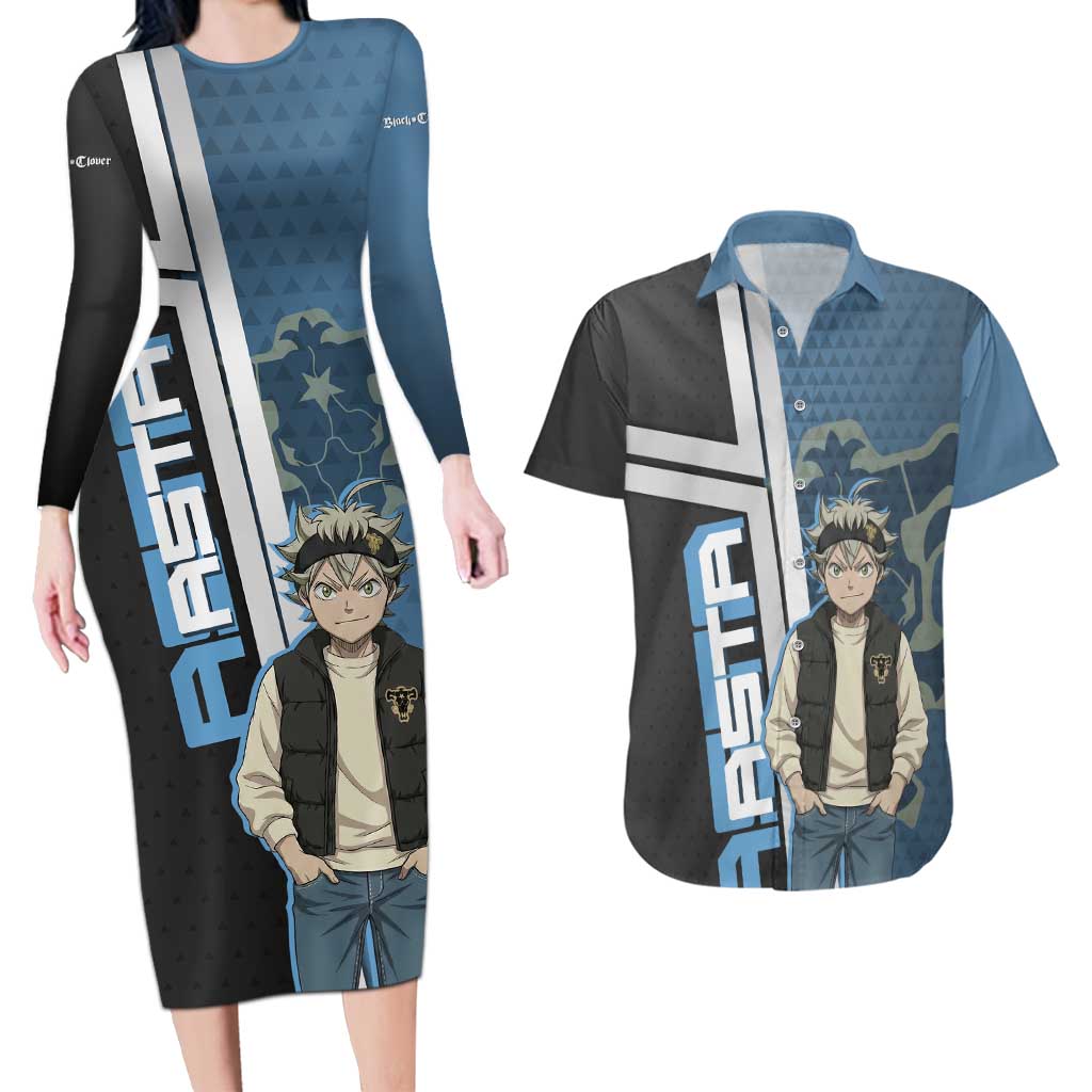 Asta from Black Clover in Modern Streetwear Couples Matching Long Sleeve Bodycon Dress and Hawaiian Shirt Black Clover Anime Aesthetic - Asta Style