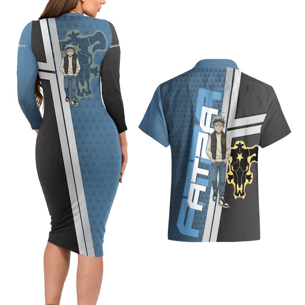Asta from Black Clover in Modern Streetwear Couples Matching Long Sleeve Bodycon Dress and Hawaiian Shirt Black Clover Anime Aesthetic - Asta Style