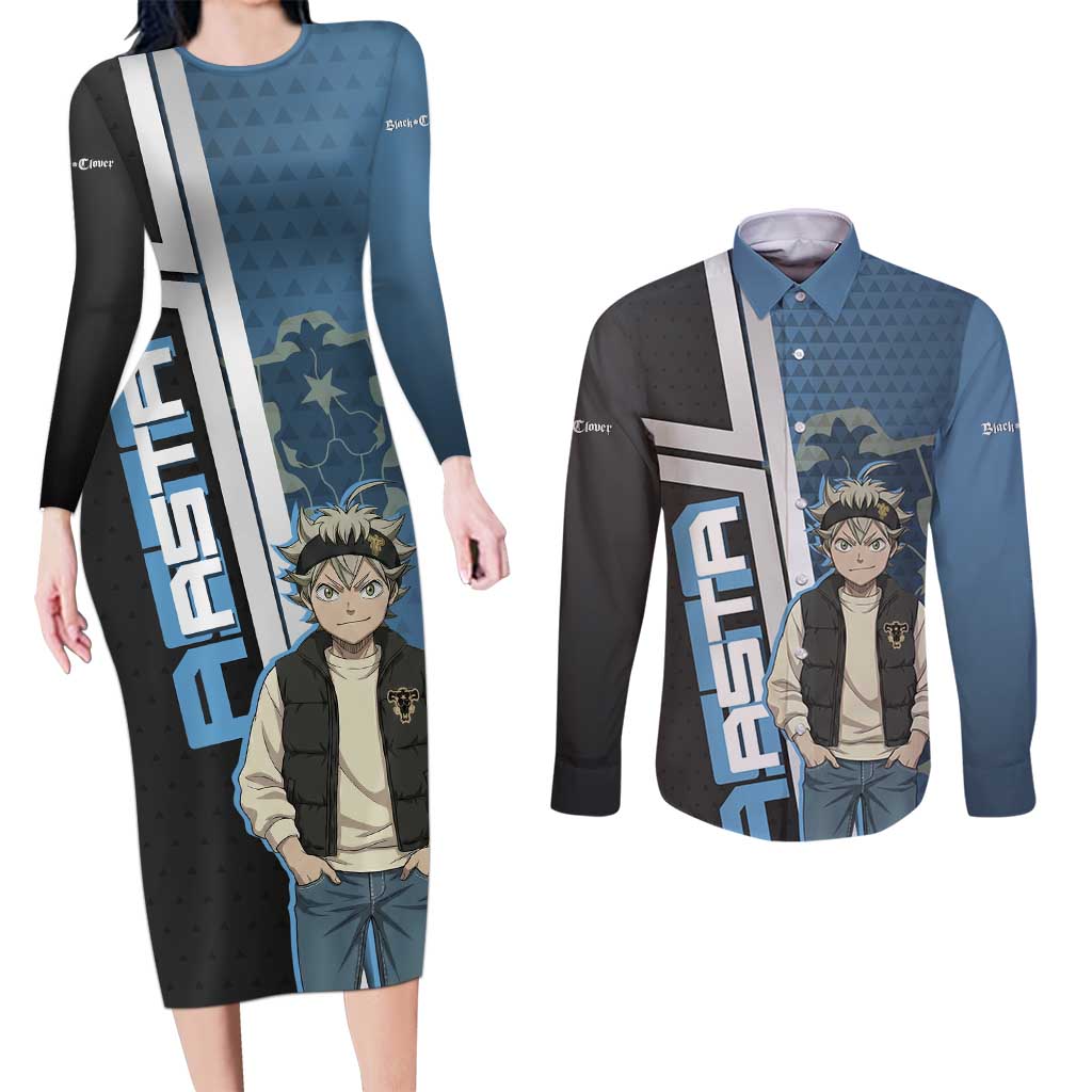 Asta from Black Clover in Modern Streetwear Couples Matching Long Sleeve Bodycon Dress and Long Sleeve Button Shirt Black Clover Anime Aesthetic - Asta Style