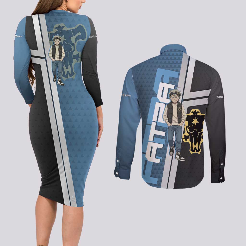 Asta from Black Clover in Modern Streetwear Couples Matching Long Sleeve Bodycon Dress and Long Sleeve Button Shirt Black Clover Anime Aesthetic - Asta Style