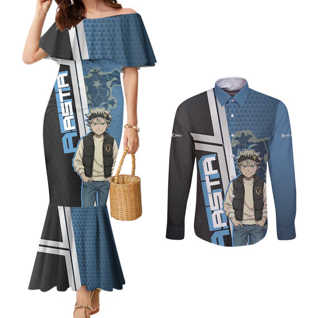 Asta from Black Clover in Modern Streetwear Couples Matching Mermaid Dress and Long Sleeve Button Shirt Black Clover Anime Aesthetic - Asta Style