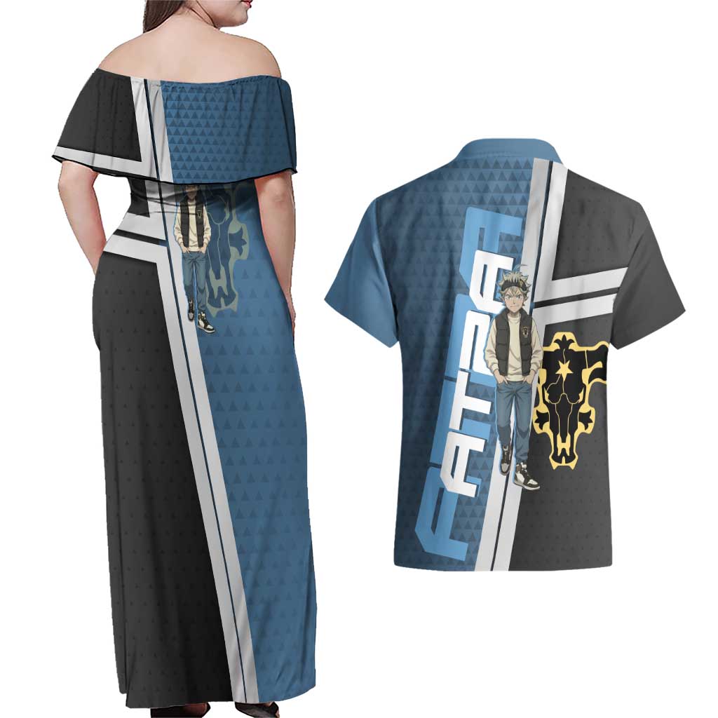 Asta from Black Clover in Modern Streetwear Couples Matching Off Shoulder Maxi Dress and Hawaiian Shirt Black Clover Anime Aesthetic - Asta Style