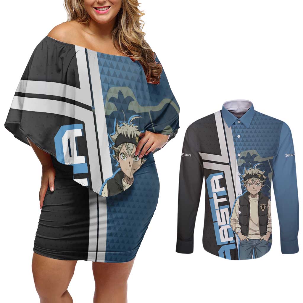 Asta from Black Clover in Modern Streetwear Couples Matching Off Shoulder Short Dress and Long Sleeve Button Shirt Black Clover Anime Aesthetic - Asta Style