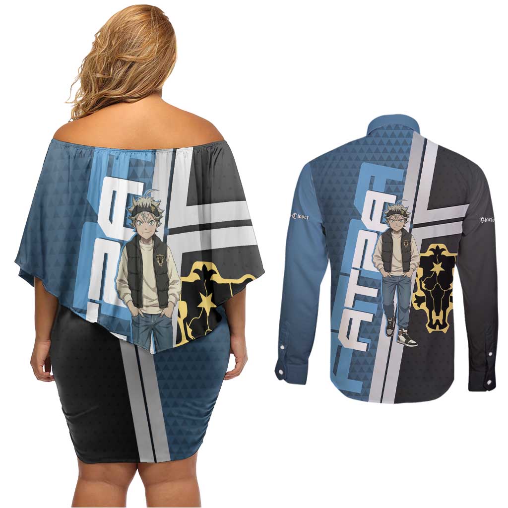 Asta from Black Clover in Modern Streetwear Couples Matching Off Shoulder Short Dress and Long Sleeve Button Shirt Black Clover Anime Aesthetic - Asta Style