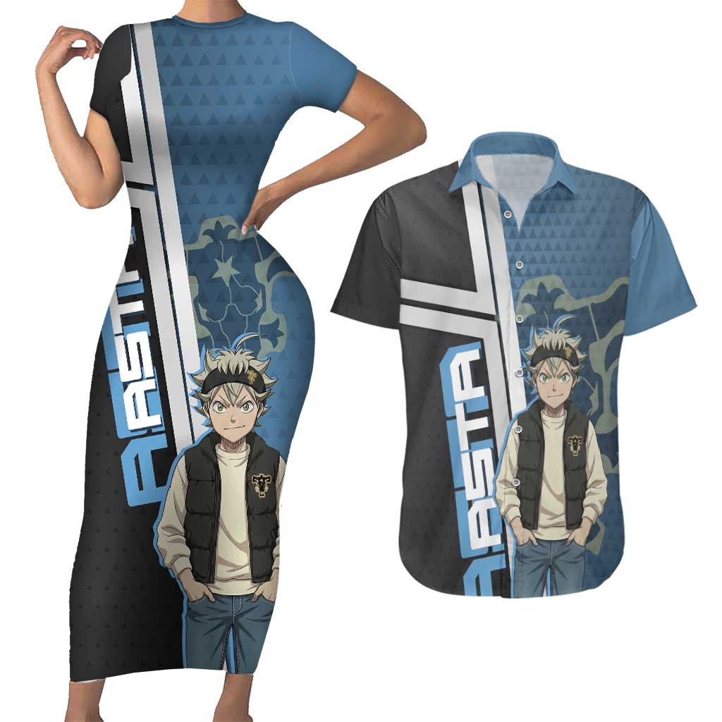 Asta from Black Clover in Modern Streetwear Couples Matching Short Sleeve Bodycon Dress and Hawaiian Shirt Black Clover Anime Aesthetic - Asta Style