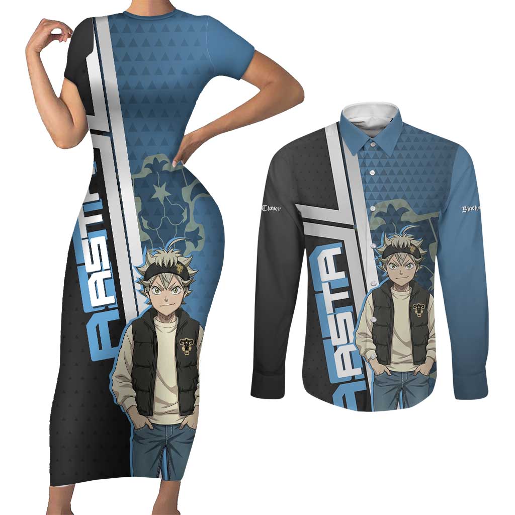 Asta from Black Clover in Modern Streetwear Couples Matching Short Sleeve Bodycon Dress and Long Sleeve Button Shirt Black Clover Anime Aesthetic - Asta Style