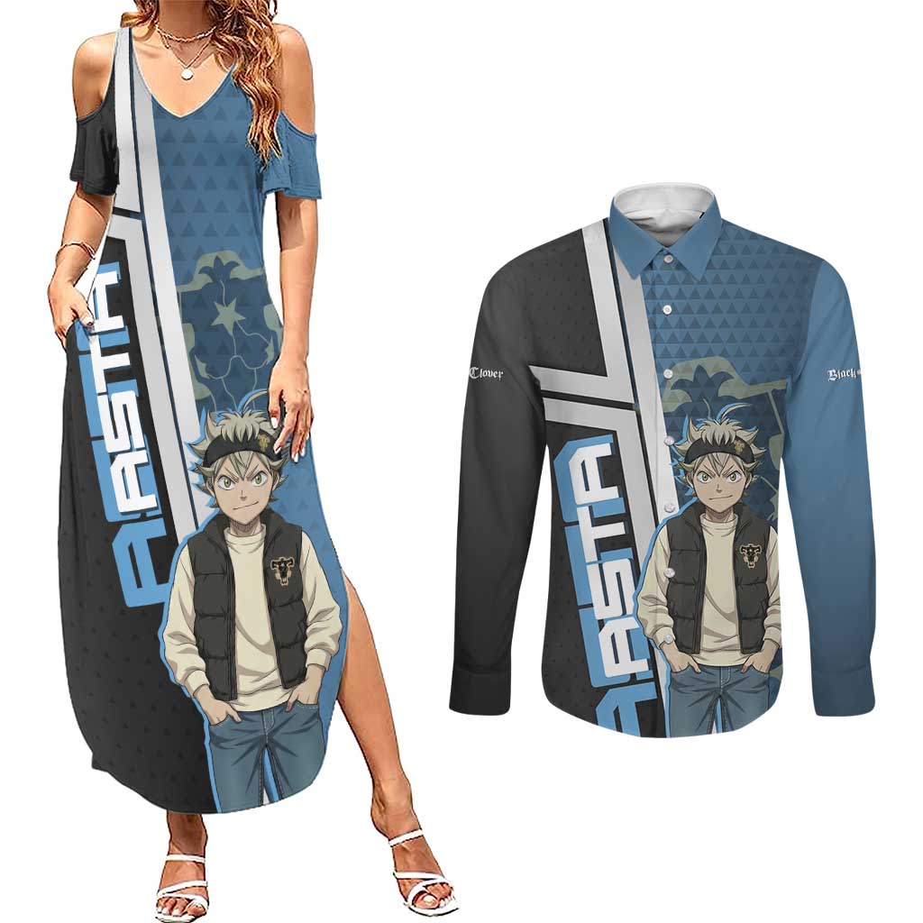 Asta from Black Clover in Modern Streetwear Couples Matching Summer Maxi Dress and Long Sleeve Button Shirt Black Clover Anime Aesthetic - Asta Style
