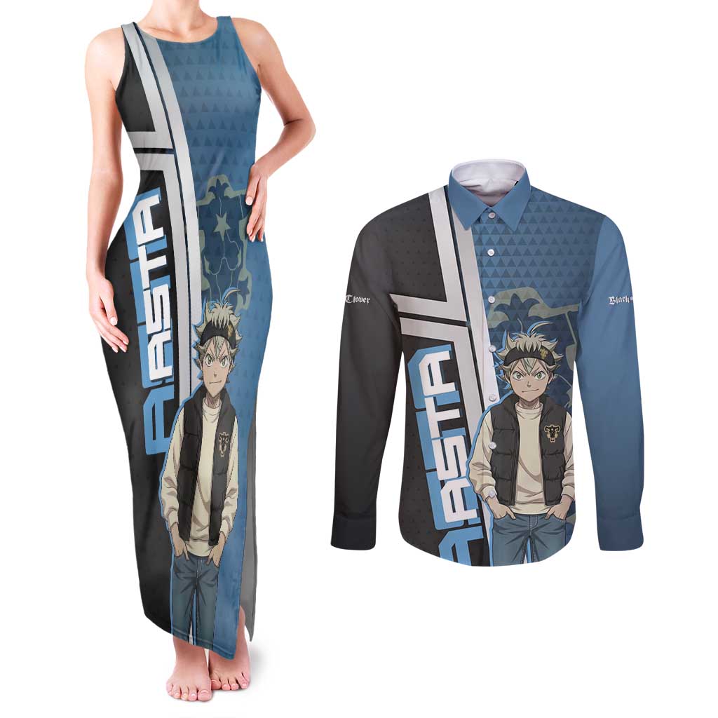 Asta from Black Clover in Modern Streetwear Couples Matching Tank Maxi Dress and Long Sleeve Button Shirt Black Clover Anime Aesthetic - Asta Style