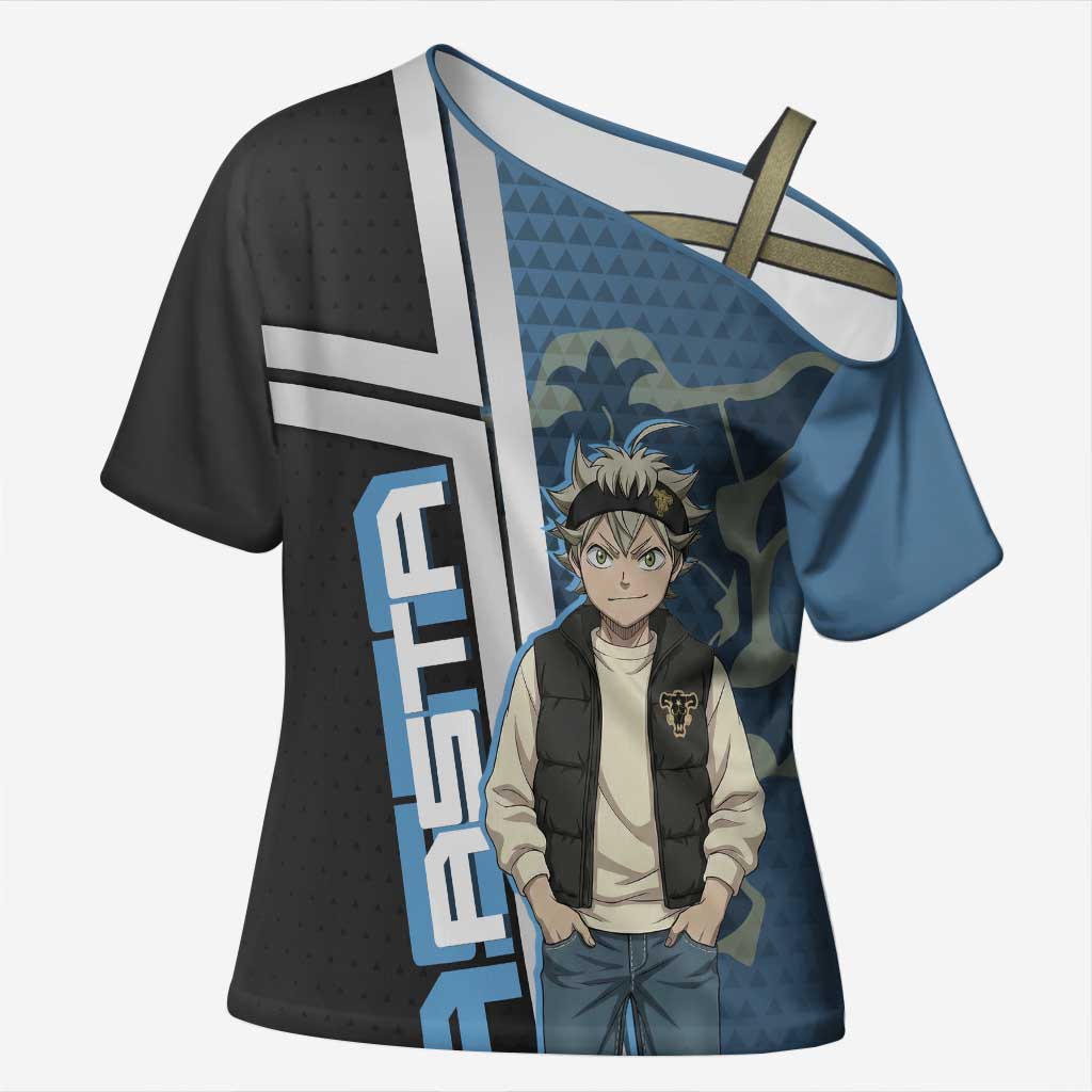 Asta from Black Clover in Modern Streetwear Cross Shoulder Shirt Black Clover Anime Aesthetic - Asta Style