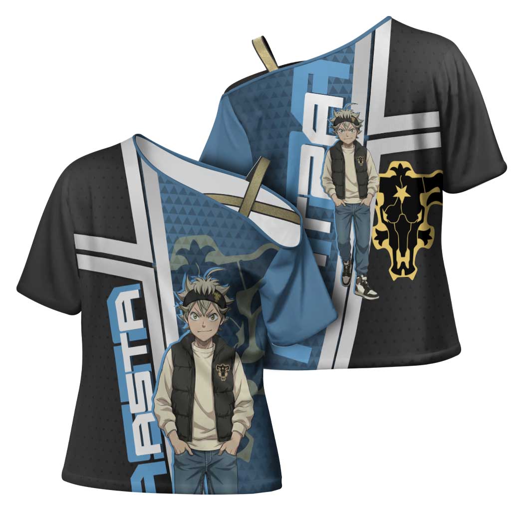 Asta from Black Clover in Modern Streetwear Cross Shoulder Shirt Black Clover Anime Aesthetic - Asta Style