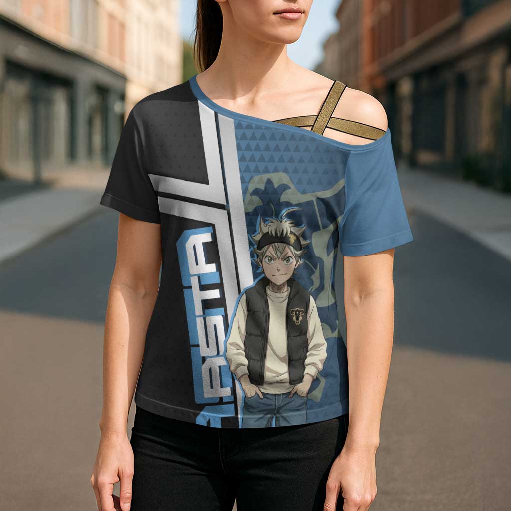 Asta from Black Clover in Modern Streetwear Cross Shoulder Shirt Black Clover Anime Aesthetic - Asta Style