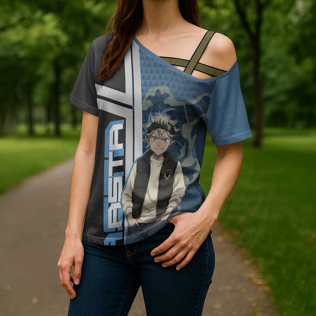 Asta from Black Clover in Modern Streetwear Cross Shoulder Shirt Black Clover Anime Aesthetic - Asta Style