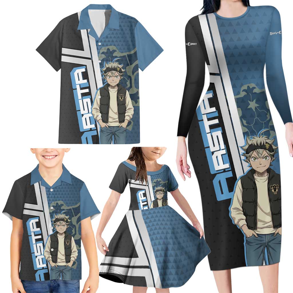 Asta from Black Clover in Modern Streetwear Family Matching Long Sleeve Bodycon Dress and Hawaiian Shirt Black Clover Anime Aesthetic - Asta Style
