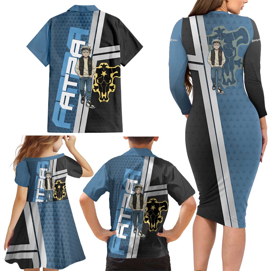 Asta from Black Clover in Modern Streetwear Family Matching Long Sleeve Bodycon Dress and Hawaiian Shirt Black Clover Anime Aesthetic - Asta Style