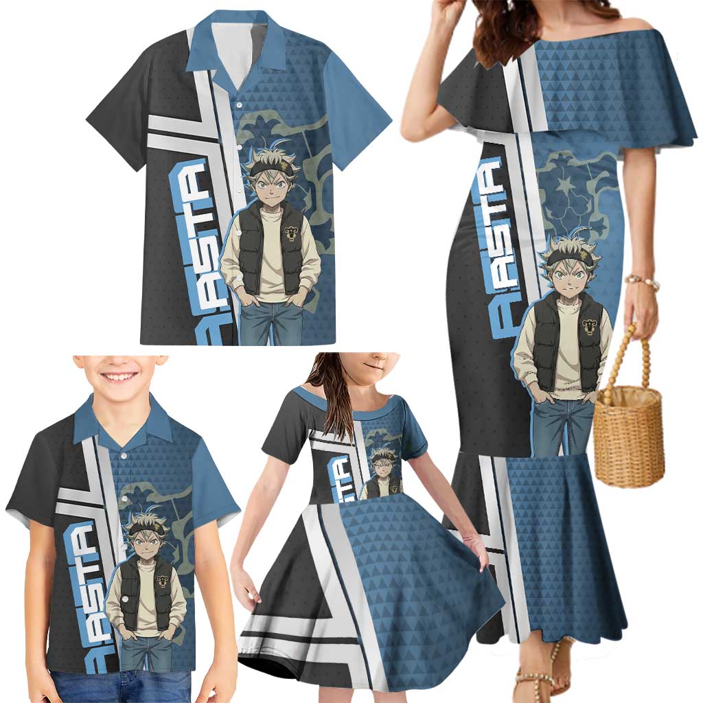 Asta from Black Clover in Modern Streetwear Family Matching Mermaid Dress and Hawaiian Shirt Black Clover Anime Aesthetic - Asta Style