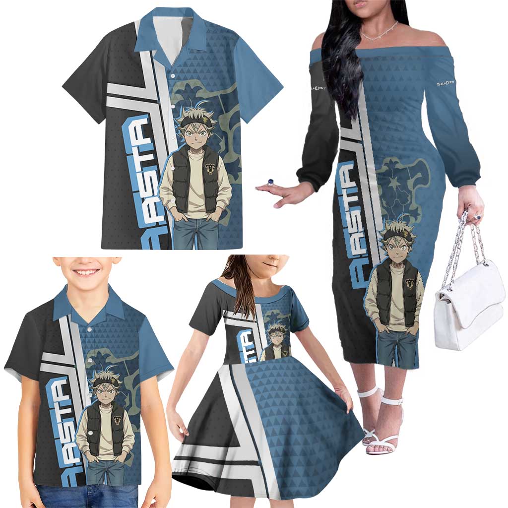 Asta from Black Clover in Modern Streetwear Family Matching Off The Shoulder Long Sleeve Dress and Hawaiian Shirt Black Clover Anime Aesthetic - Asta Style