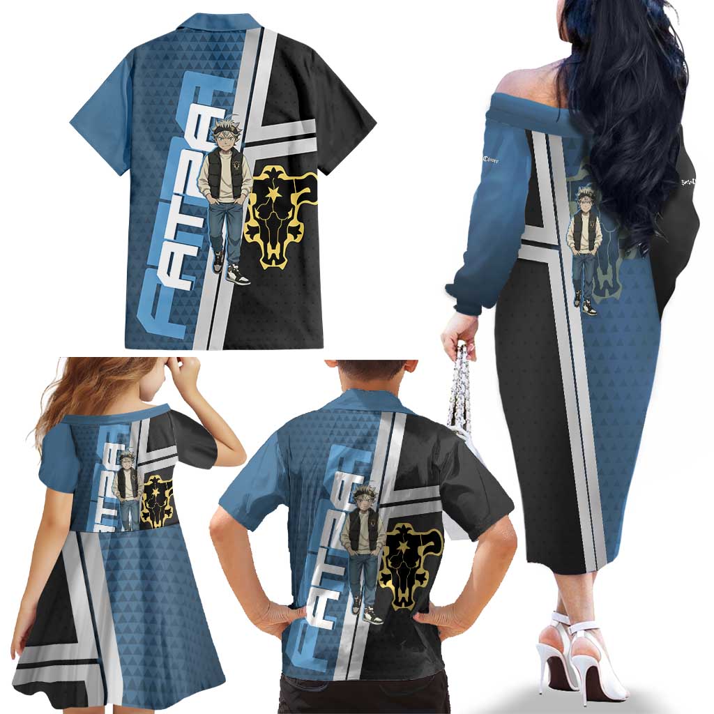 Asta from Black Clover in Modern Streetwear Family Matching Off The Shoulder Long Sleeve Dress and Hawaiian Shirt Black Clover Anime Aesthetic - Asta Style