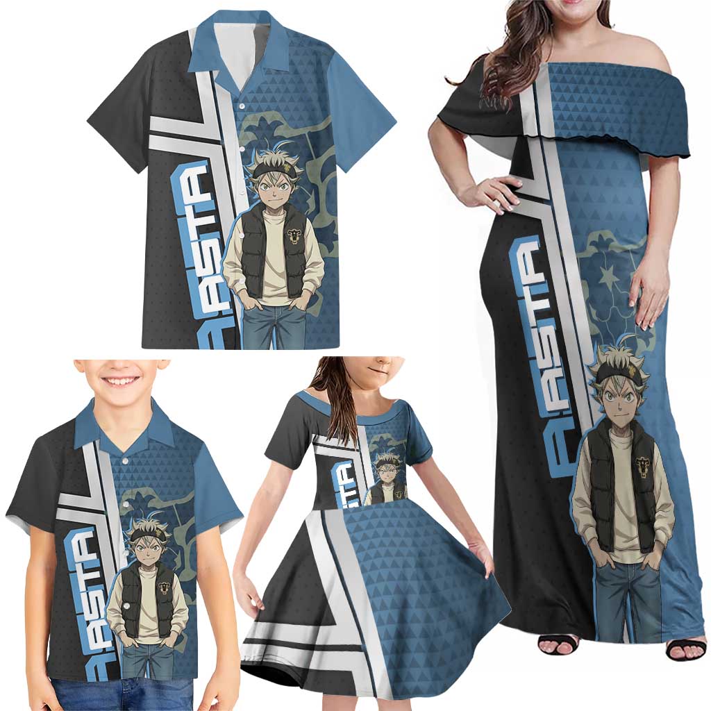 Asta from Black Clover in Modern Streetwear Family Matching Off Shoulder Maxi Dress and Hawaiian Shirt Black Clover Anime Aesthetic - Asta Style