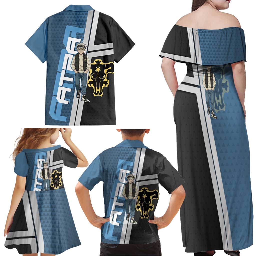 Asta from Black Clover in Modern Streetwear Family Matching Off Shoulder Maxi Dress and Hawaiian Shirt Black Clover Anime Aesthetic - Asta Style