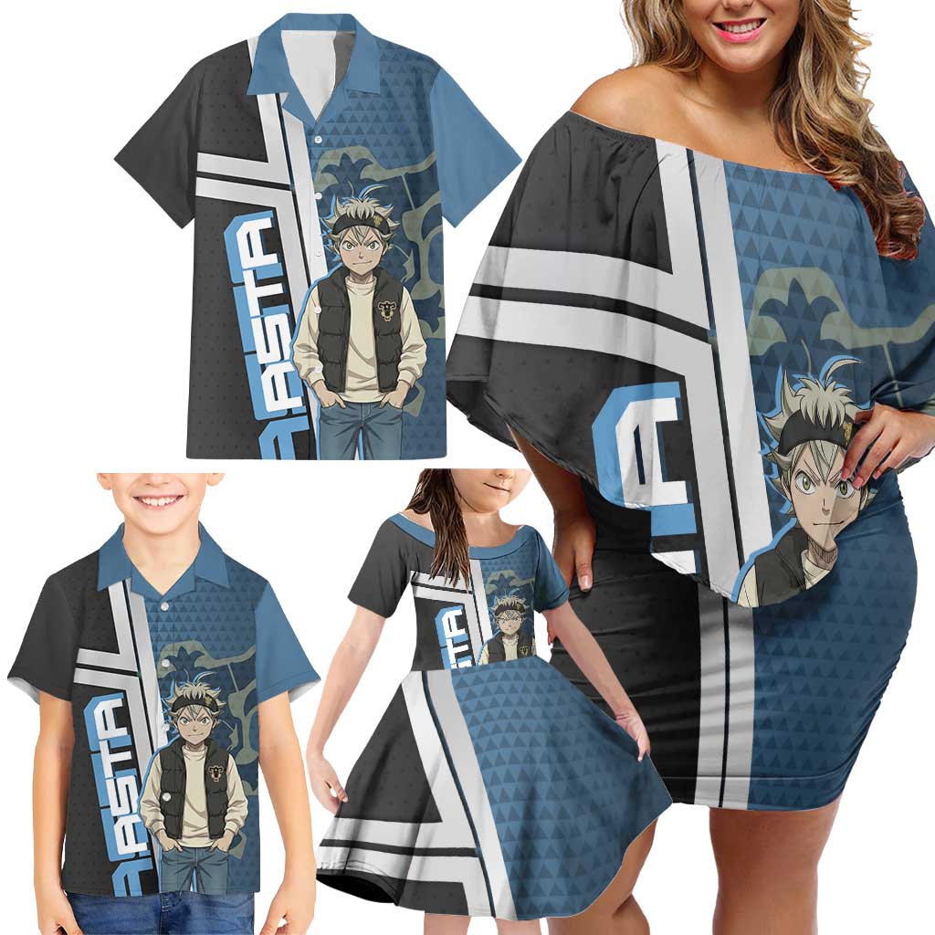 Asta from Black Clover in Modern Streetwear Family Matching Off Shoulder Short Dress and Hawaiian Shirt Black Clover Anime Aesthetic - Asta Style