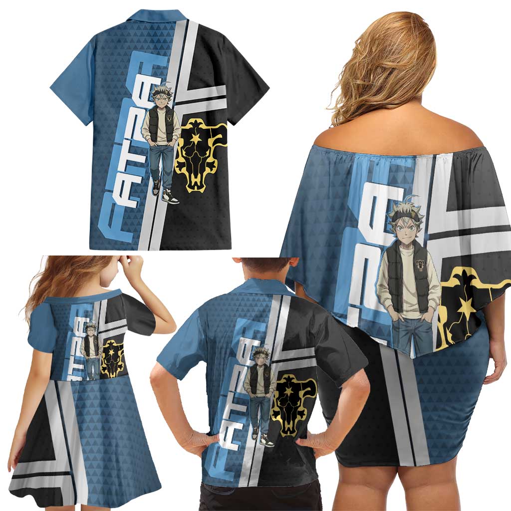 Asta from Black Clover in Modern Streetwear Family Matching Off Shoulder Short Dress and Hawaiian Shirt Black Clover Anime Aesthetic - Asta Style