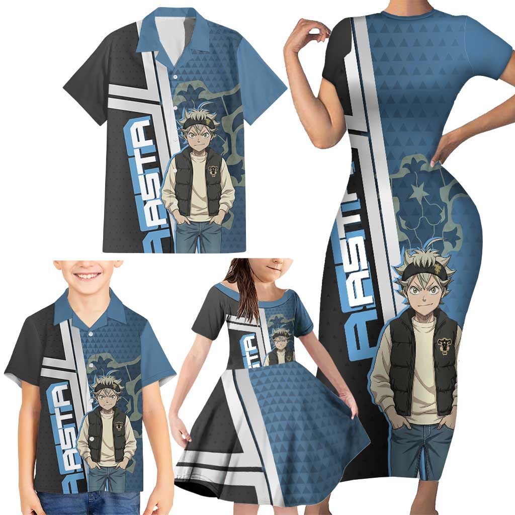 Asta from Black Clover in Modern Streetwear Family Matching Short Sleeve Bodycon Dress and Hawaiian Shirt Black Clover Anime Aesthetic - Asta Style