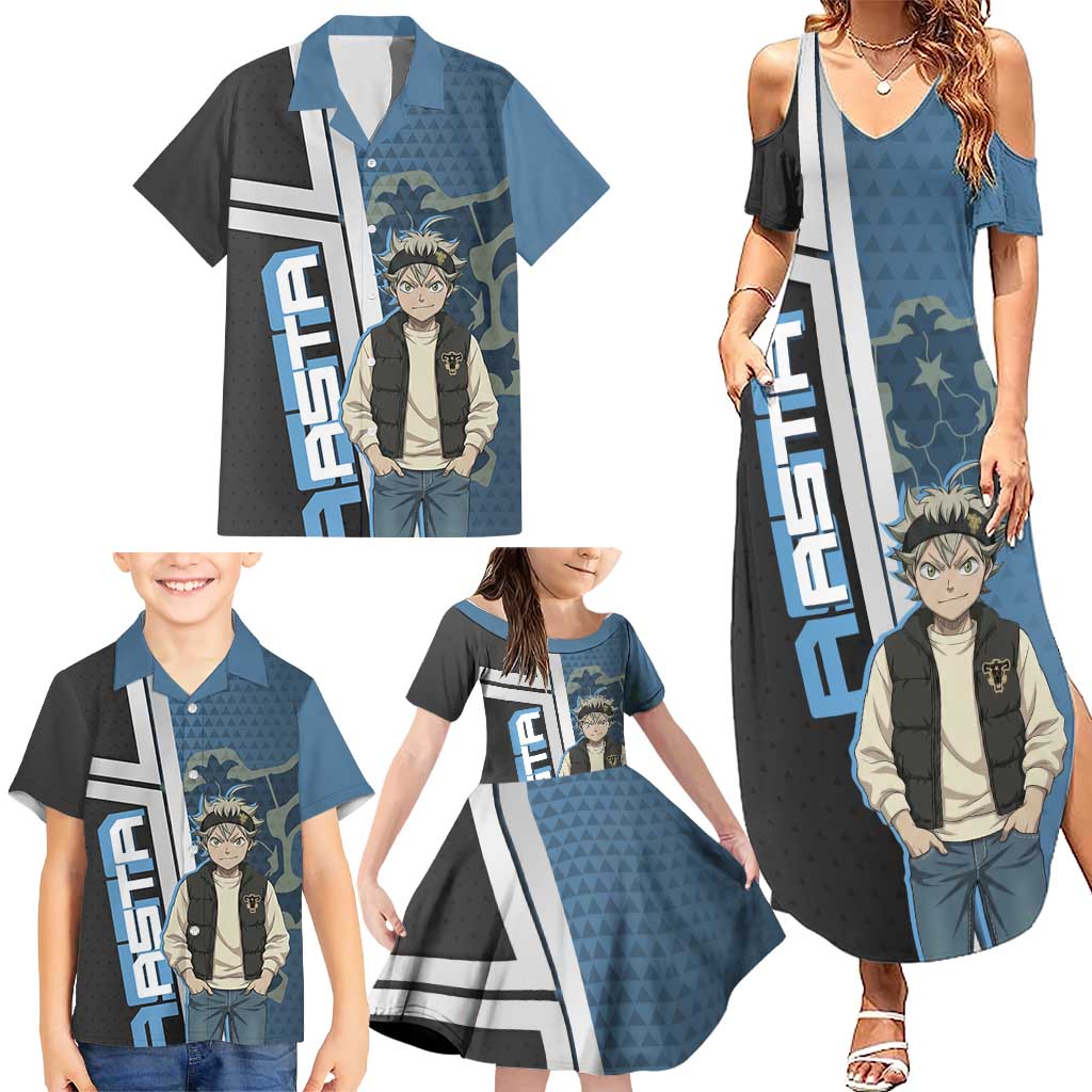 Asta from Black Clover in Modern Streetwear Family Matching Summer Maxi Dress and Hawaiian Shirt Black Clover Anime Aesthetic - Asta Style