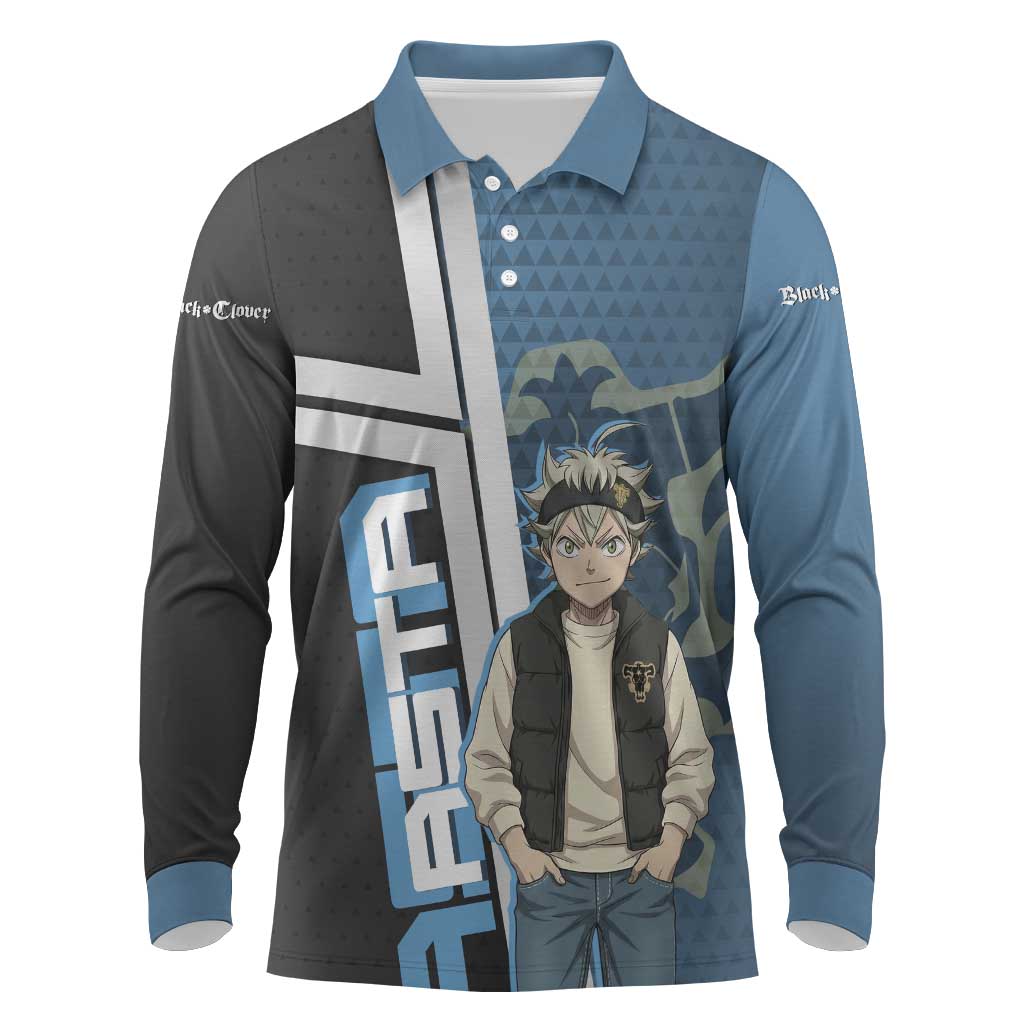 Asta from Black Clover in Modern Streetwear Long Sleeve Polo Shirt Black Clover Anime Aesthetic - Asta Style