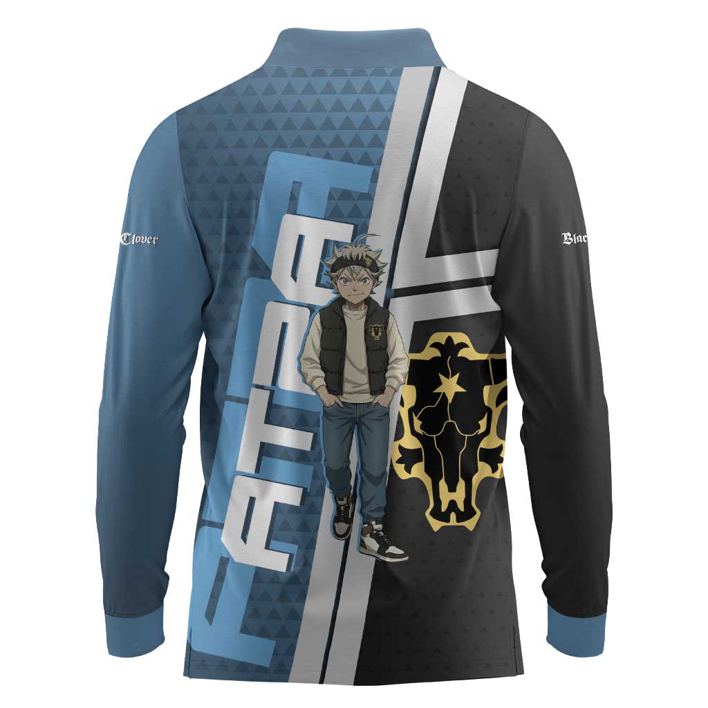 Asta from Black Clover in Modern Streetwear Long Sleeve Polo Shirt Black Clover Anime Aesthetic - Asta Style