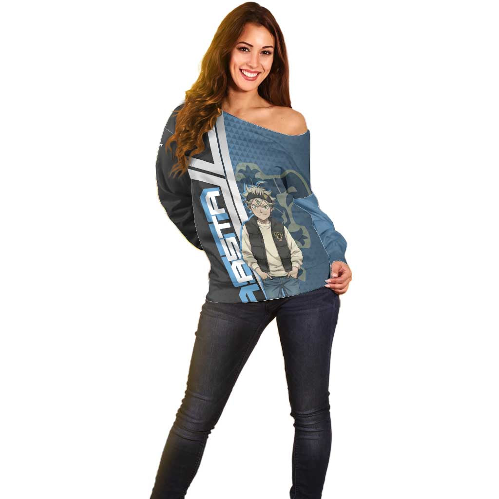 Asta from Black Clover in Modern Streetwear Off Shoulder Sweater Black Clover Anime Aesthetic - Asta Style