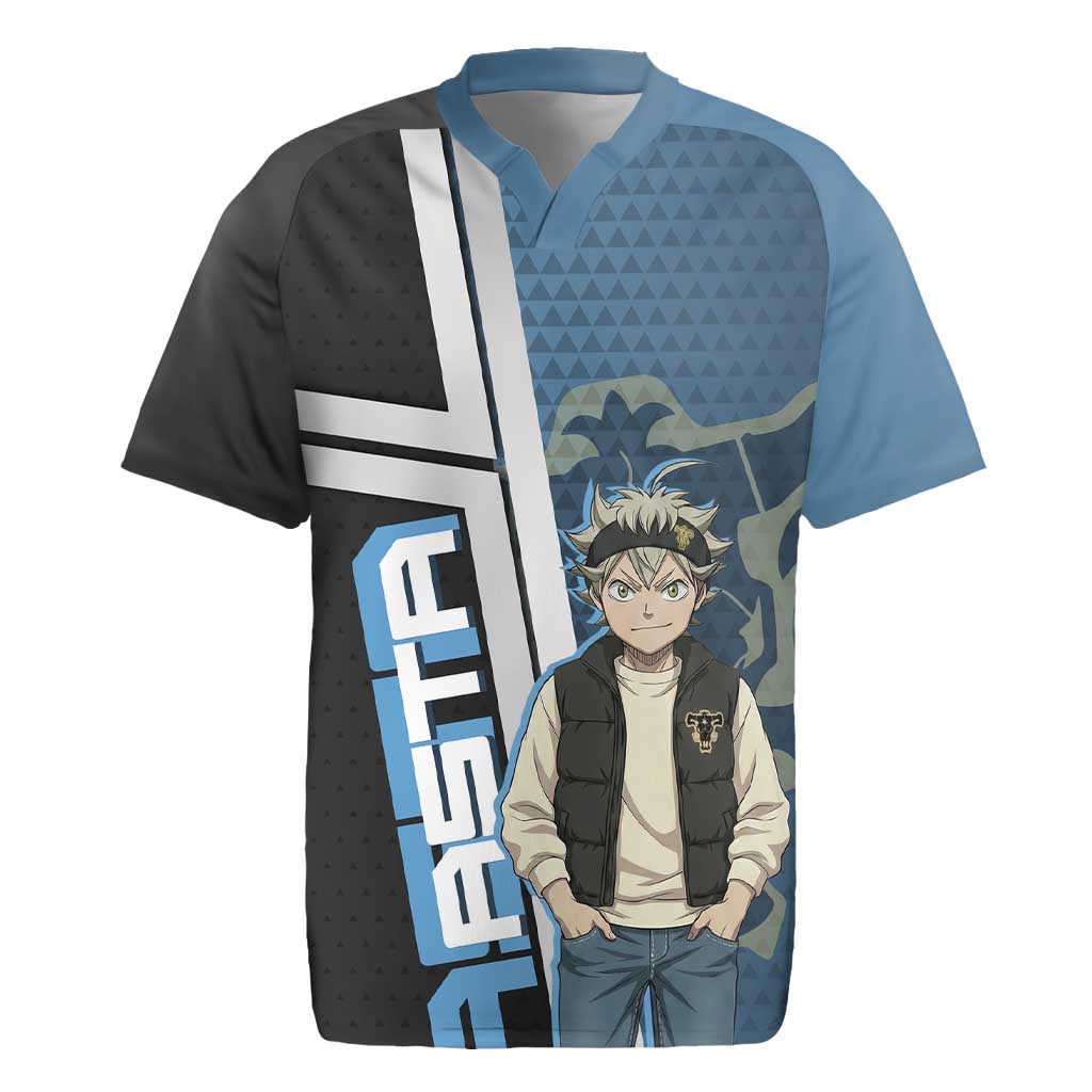 Asta from Black Clover in Modern Streetwear Rugby Jersey Black Clover Anime Aesthetic - Asta Style