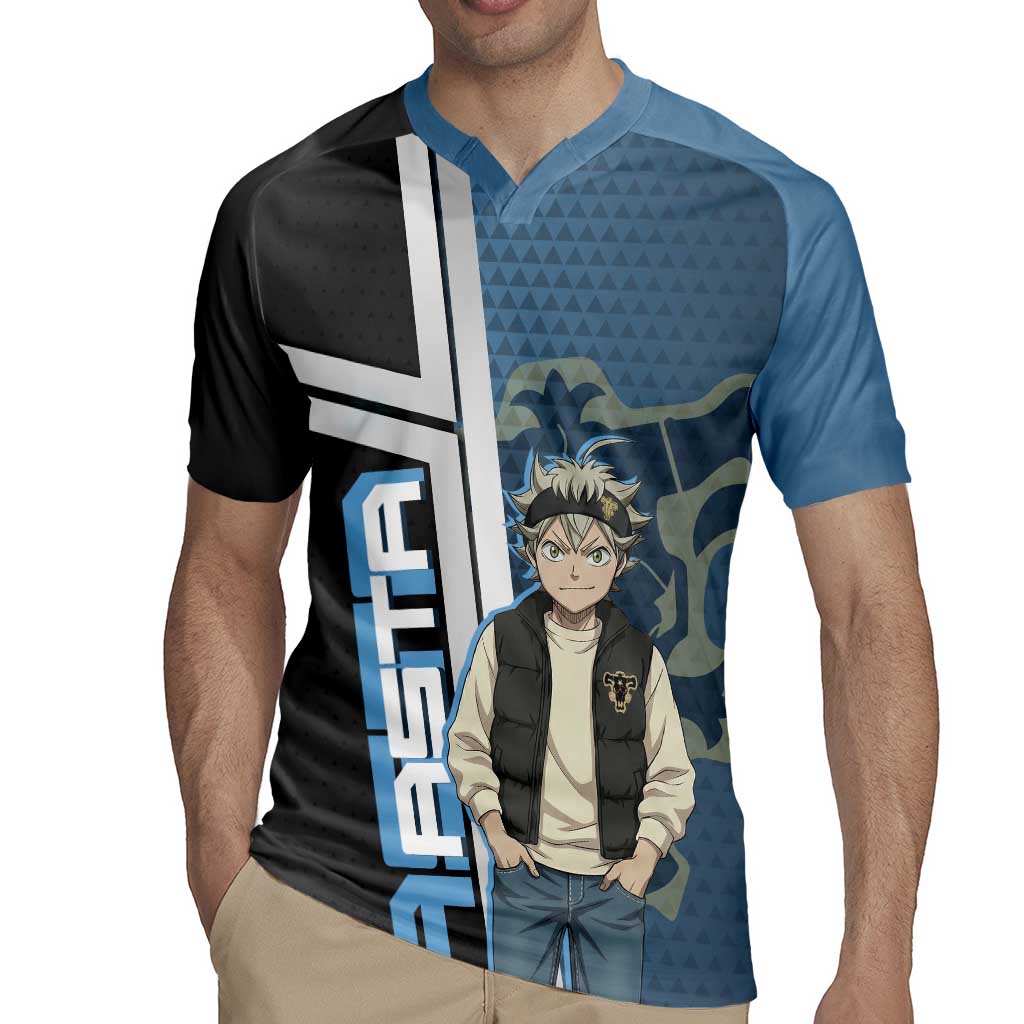 Asta from Black Clover in Modern Streetwear Rugby Jersey Black Clover Anime Aesthetic - Asta Style