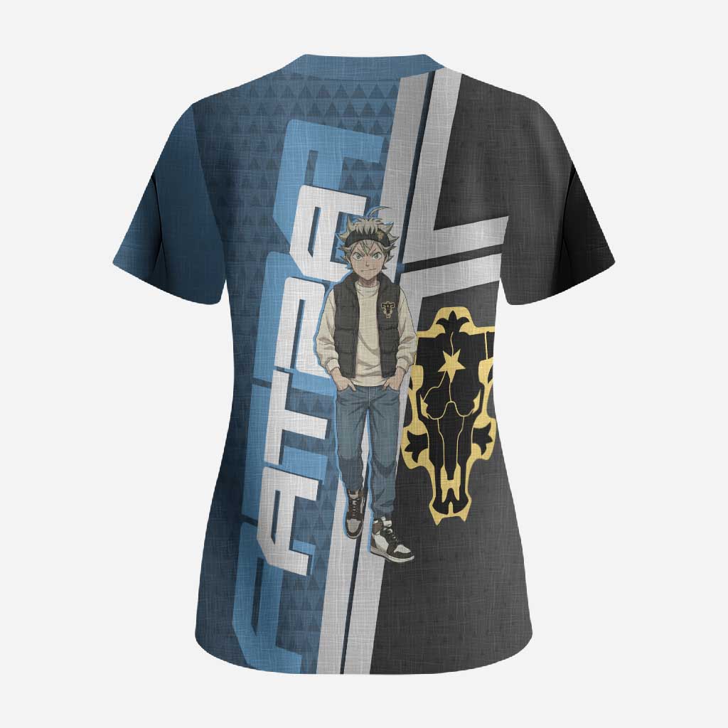 Asta from Black Clover in Modern Streetwear Scrub Top Black Clover Anime Aesthetic - Asta Style