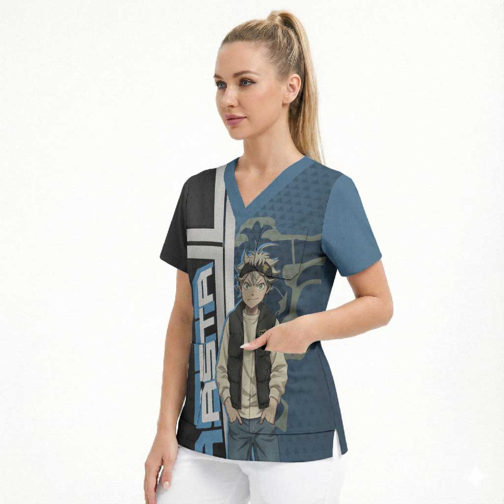 Asta from Black Clover in Modern Streetwear Scrub Top Black Clover Anime Aesthetic - Asta Style
