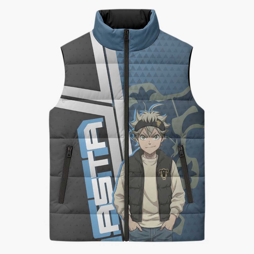 Asta from Black Clover in Modern Streetwear Sleeveless Puffer Jacket Black Clover Anime Aesthetic - Asta Style