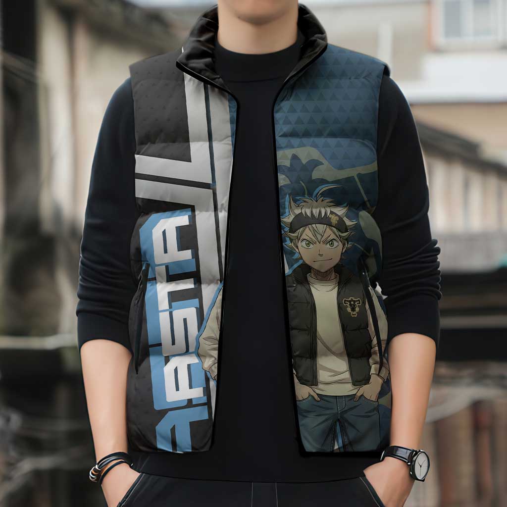 Asta from Black Clover in Modern Streetwear Sleeveless Puffer Jacket Black Clover Anime Aesthetic - Asta Style