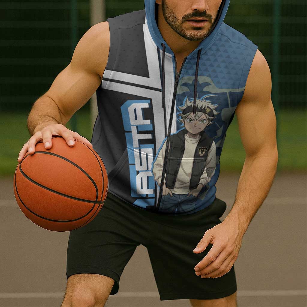 Asta from Black Clover in Modern Streetwear Sleeveless Zip Hoodie Black Clover Anime Aesthetic - Asta Style