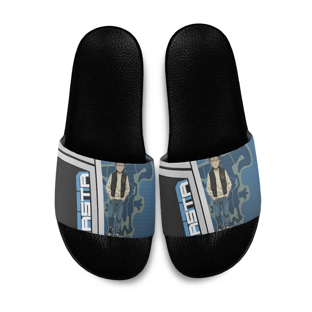Asta from Black Clover in Modern Streetwear Slide Sandals Black Clover Anime Aesthetic - Asta Style