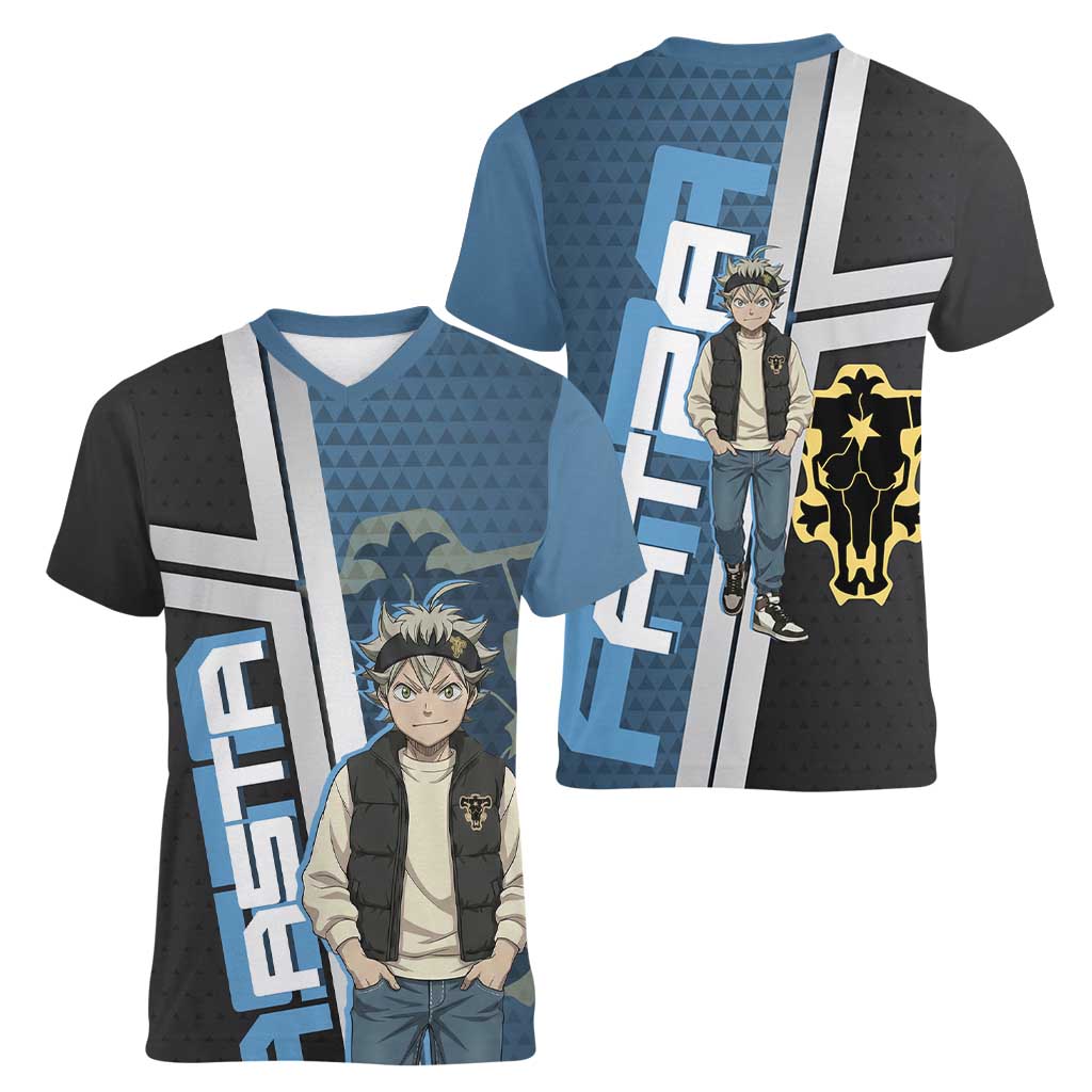 Asta from Black Clover in Modern Streetwear Women VNeck TShirt Black Clover Anime Aesthetic - Asta Style