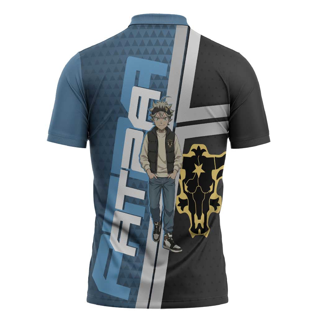 Asta from Black Clover in Modern Streetwear Zipper Polo Shirt Black Clover Anime Aesthetic - Asta Style