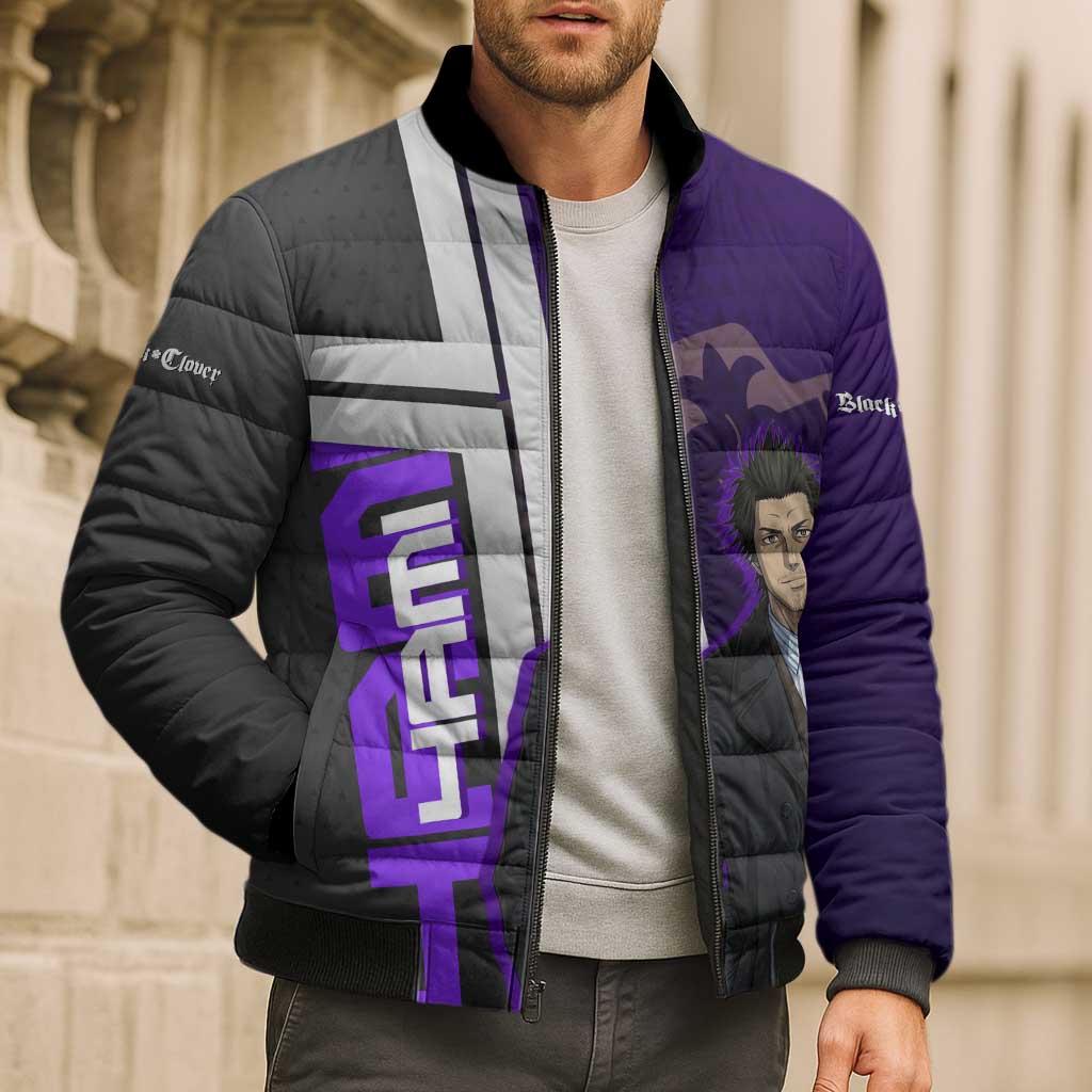 Yami Sukehiro Bomber Puffer Jacket Dark Anime Graphic Style