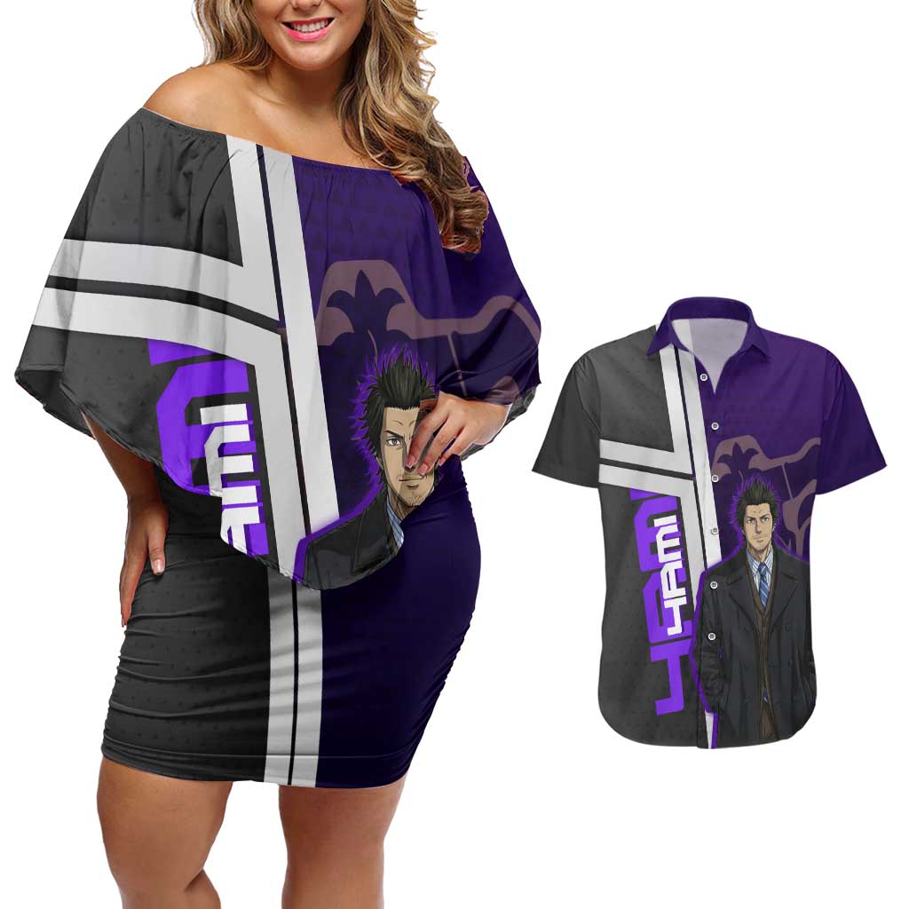 Yami Sukehiro Couples Matching Off Shoulder Short Dress and Hawaiian Shirt Dark Anime Graphic Style