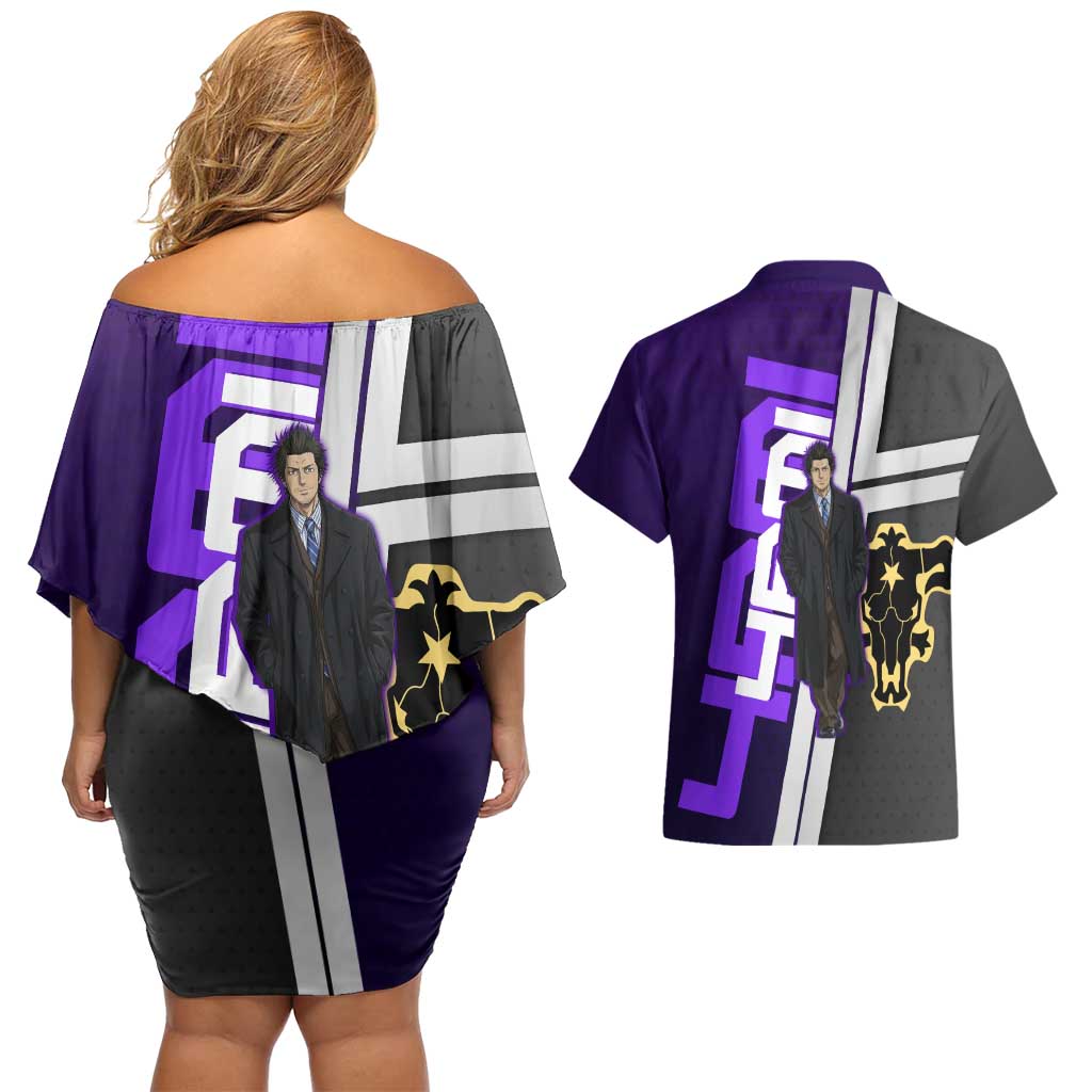 Yami Sukehiro Couples Matching Off Shoulder Short Dress and Hawaiian Shirt Dark Anime Graphic Style